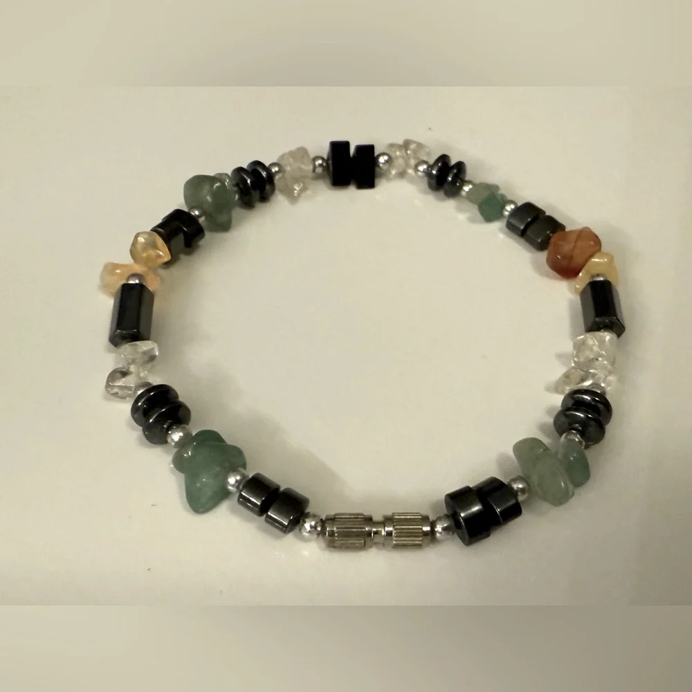 Gemstone Chip Handcrafted Natural Stone 7” Bracelet - Picture 4 of 4
